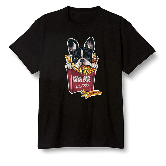 Pop Colour AJ1 Retro High OG SP White/Royal/Varsity Red/Black - Cute dog eating french fries - Black Men T-shirt