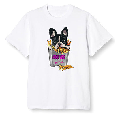 Pop Colour AJ1 Zoom Cmft Psg - Cute dog eating french fries - White Men T-shirt