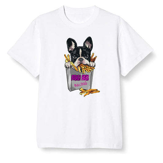 Pop Colour AJ1 Zoom Cmft Psg - Cute dog eating french fries - White Men T-shirt