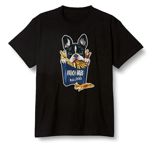 Pop Colour AJ1 High OG CO JP Midnight Navy - Cute dog eating french fries - Black Men T-shirt