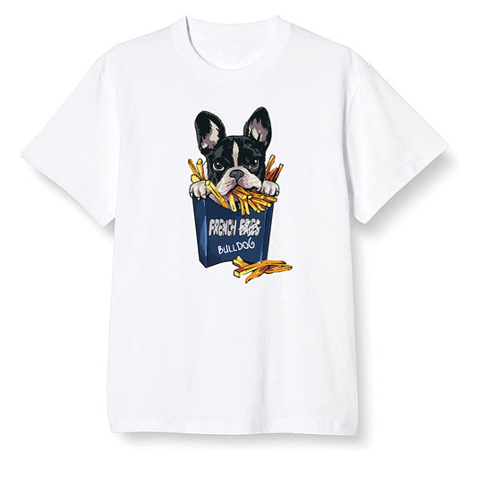 Pop Colour AJ1 High OG CO JP Midnight Navy - Cute dog eating french fries - White Men T-shirt