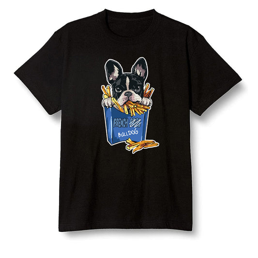 Pop Colour AJ13 Retro Black Royal - Cute dog eating french fries - Black Men T-shirt