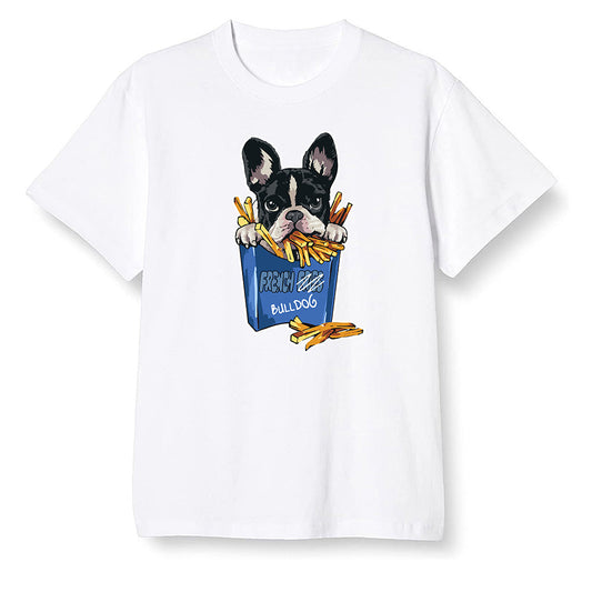 Pop Colour AJ13 Retro Black Royal - Cute dog eating french fries - White Men T-shirt