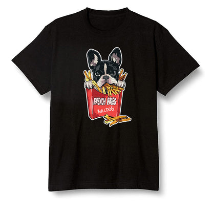 Pop Colour AJ13 Retro HE Got Game - Cute dog eating french fries - Black Men T-shirt