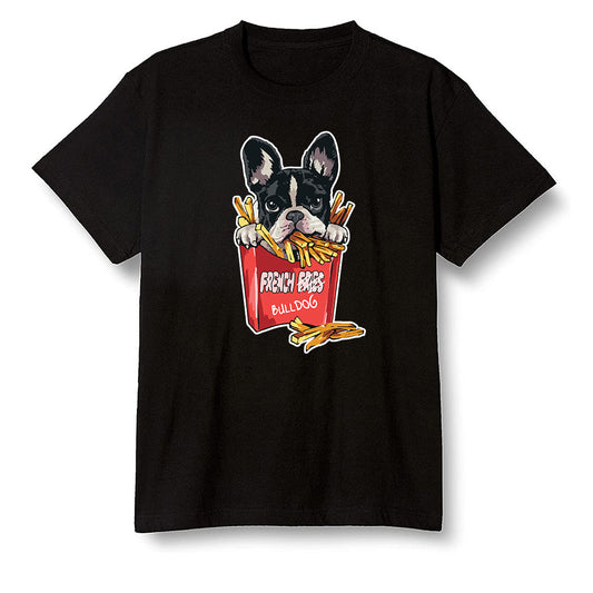 Pop Colour AJ13 Retro HE Got Game - Cute dog eating french fries - Black Men T-shirt