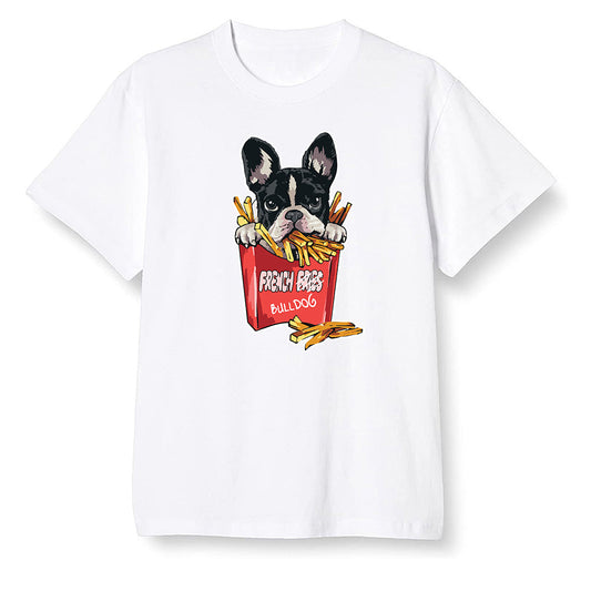Pop Colour AJ13 Retro HE Got Game - Cute dog eating french fries - White Men T-shirt