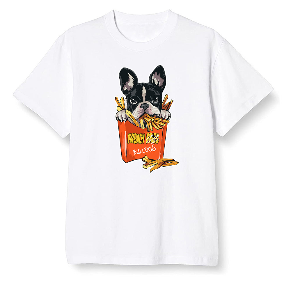 Pop Colour AJ13 Retro Starfish - Cute dog eating french fries - White Men T-shirt