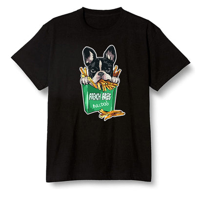 Pop Colour AJ13 Retro 'Lucky Green' - Cute dog eating french fries - Black Men T-shirt