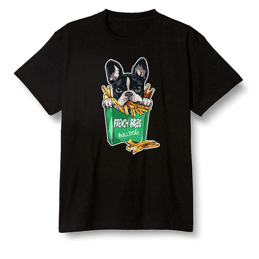 Pop Colour AJ13 Retro 'Lucky Green' - Cute dog eating french fries - Black Men T-shirt