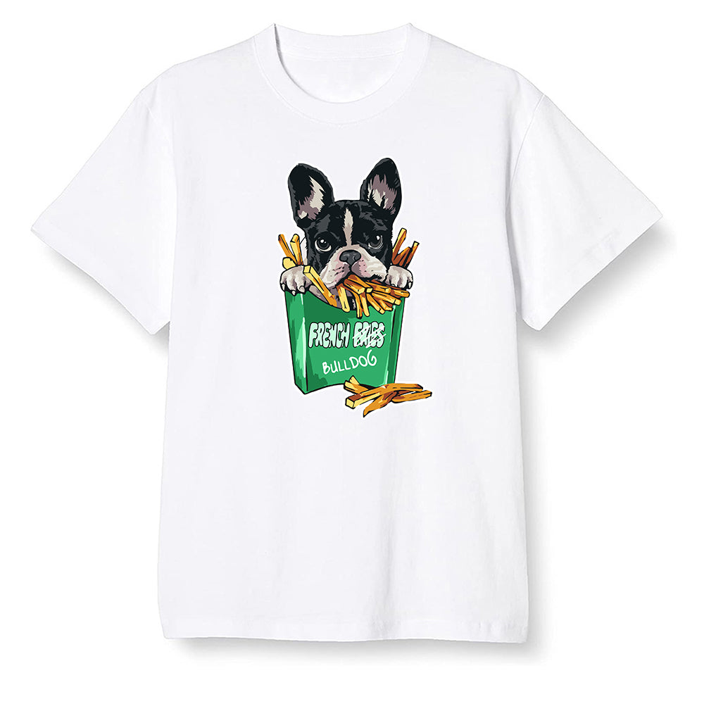 Pop Colour AJ13 Retro 'Lucky Green' - Cute dog eating french fries - White Men T-shirt