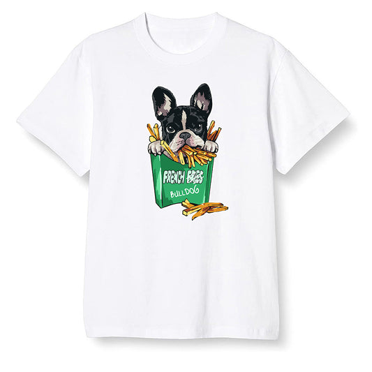 Pop Colour AJ13 Retro 'Lucky Green' - Cute dog eating french fries - White Men T-shirt