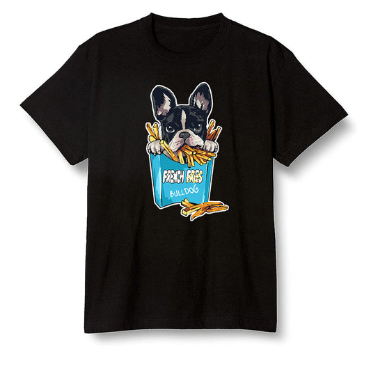 Pop Colour AJ13 Retro Obsidian Powder Blue - Cute dog eating french fries - Black Men T-shirt