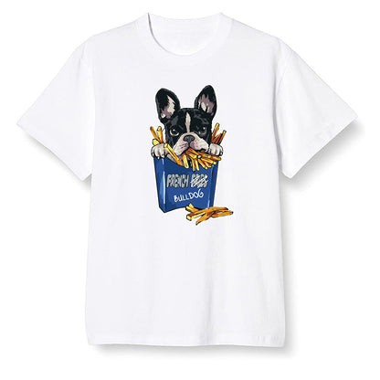 Pop Colour AJ13 Retro Flint - Cute dog eating french fries - White Men T-shirt