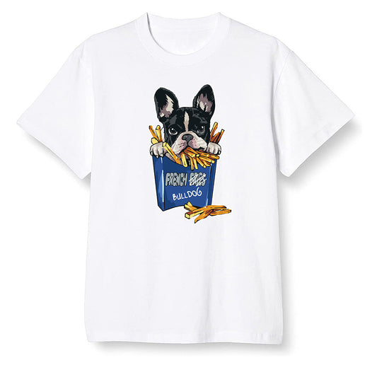 Pop Colour AJ13 Retro Flint - Cute dog eating french fries - White Men T-shirt