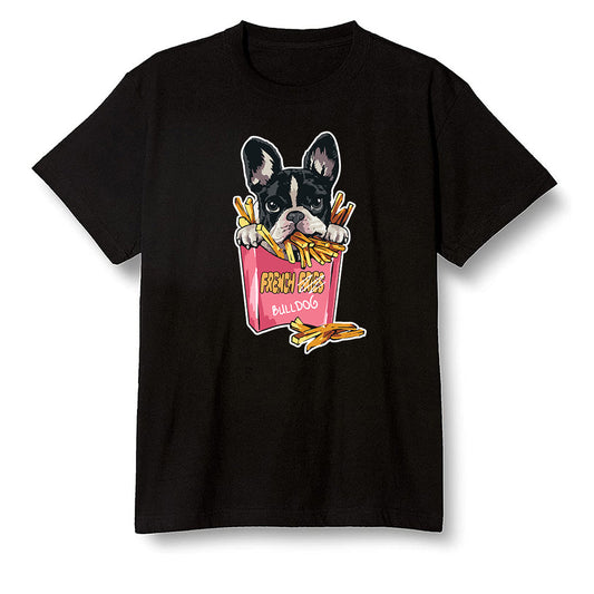 Pop Colour AJ13 Retro CNY - Cute dog eating french fries - Black Men T-shirt