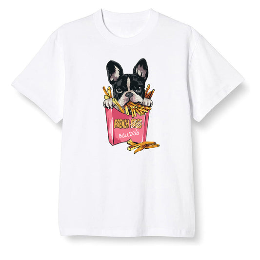 Pop Colour AJ13 Retro CNY - Cute dog eating french fries - White Men T-shirt