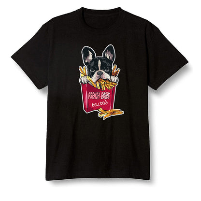 Pop Colour AJ13 Retro Gym Red Flint Grey - Cute dog eating french fries - Black Men T-shirt
