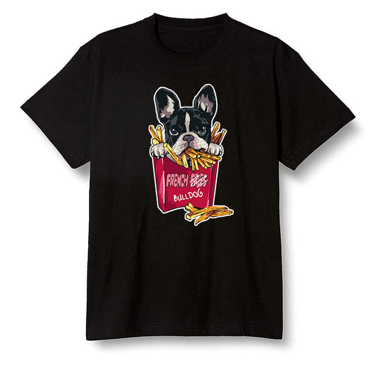 Pop Colour AJ13 Retro Gym Red Flint Grey - Cute dog eating french fries - Black Men T-shirt