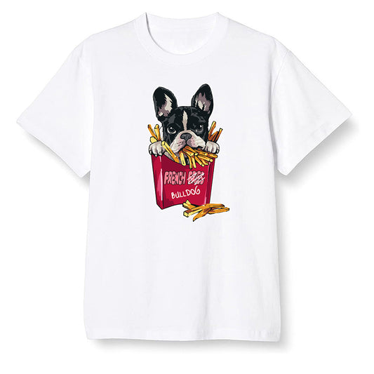 Pop Colour AJ13 Retro Gym Red Flint Grey - Cute dog eating french fries - White Men T-shirt