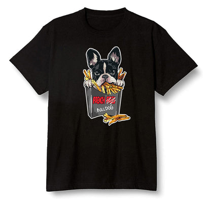 Pop Colour AJ6 Retro Black Infrared - Cute dog eating french fries - Black Men T-shirt
