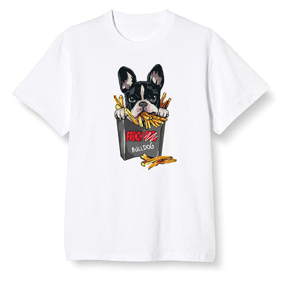 Pop Colour AJ6 Retro Black Infrared - Cute dog eating french fries - White Men T-shirt