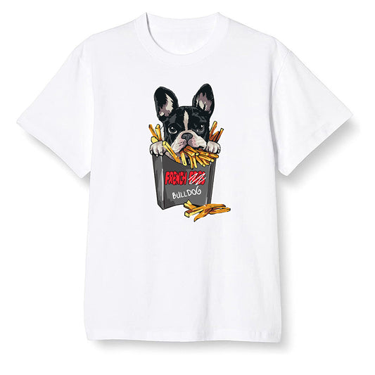 Pop Colour AJ6 Retro Black Infrared - Cute dog eating french fries - White Men T-shirt
