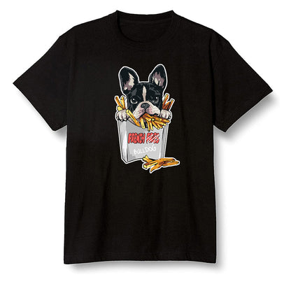 Pop Colour AJ6 Retro Tinker Hatfield - Cute dog eating french fries - Black Men T-shirt