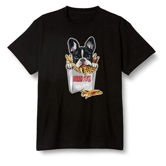 Pop Colour AJ6 Retro Tinker Hatfield - Cute dog eating french fries - Black Men T-shirt