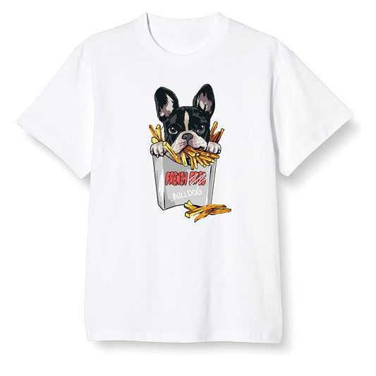 Pop Colour AJ6 Retro Tinker Hatfield - Cute dog eating french fries - White Men T-shirt