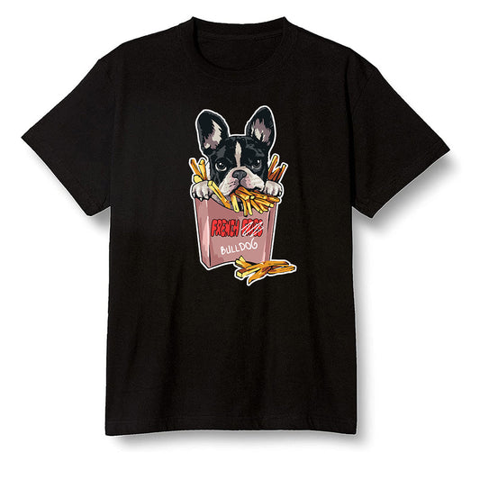 Pop Colour AJ6 Retro NRG Rust Pink - Cute dog eating french fries - Black Men T-shirt