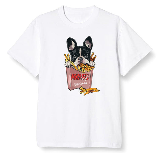 Pop Colour AJ6 Retro NRG Rust Pink - Cute dog eating french fries - White Men T-shirt