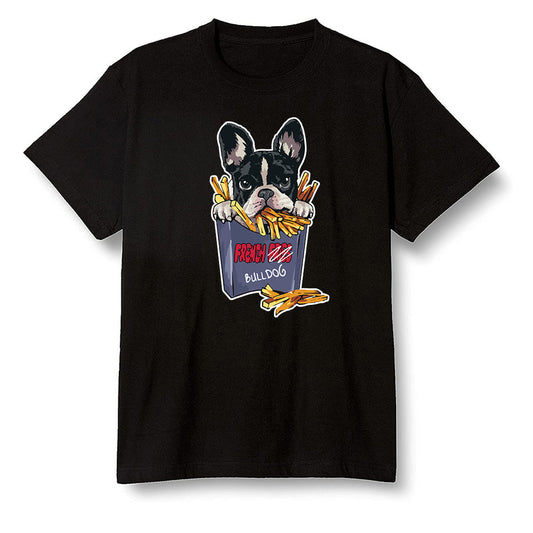 Pop Colour AJ6 Retro 'Doernbecher' 2019 Midnight Navy/White-Varsity Red-Metallic Gold - Cute dog eating french fries - Black Men T-shirt