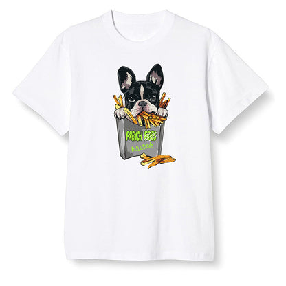 Pop Colour AJ6 Retro Electric Green - Cute dog eating french fries - White Men T-shirt