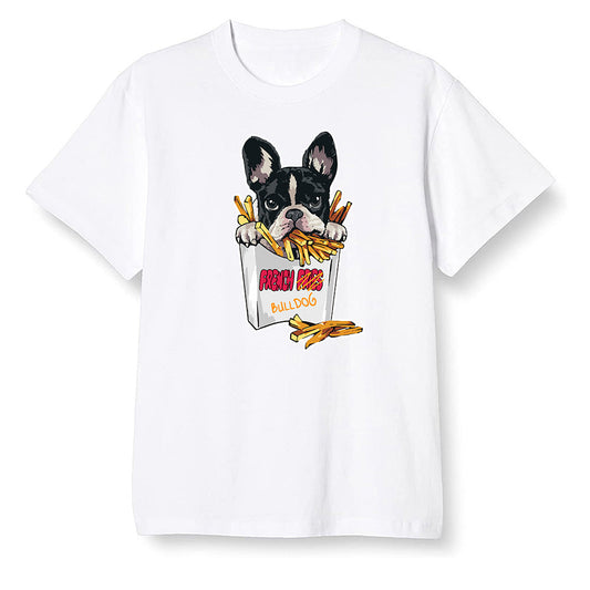 Pop Colour AJ6 Retro Hare - Cute dog eating french fries - White Men T-shirt