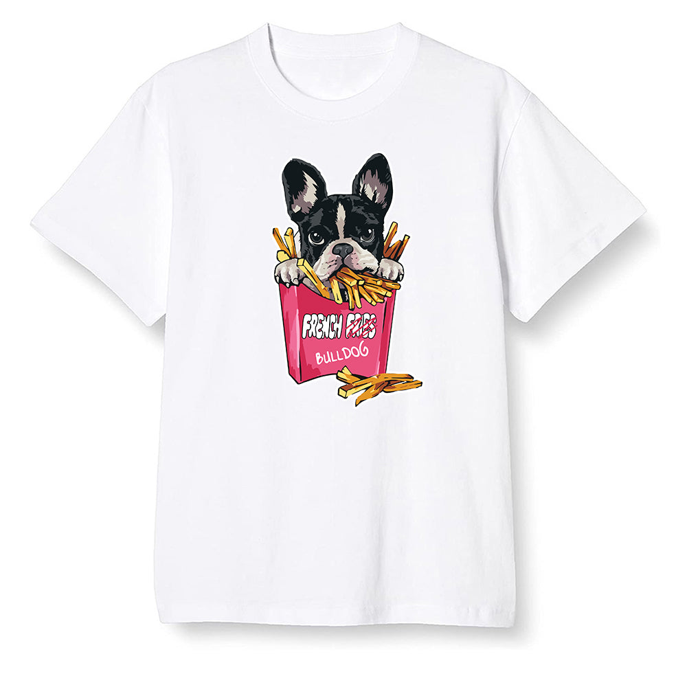 Pop Colour AJ6 Retro Carmine - Cute dog eating french fries - White Men T-shirt