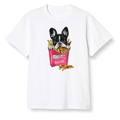 Pop Colour AJ6 Retro Carmine - Cute dog eating french fries - White Men T-shirt