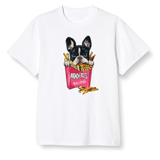 Pop Colour AJ6 Retro Carmine - Cute dog eating french fries - White Men T-shirt