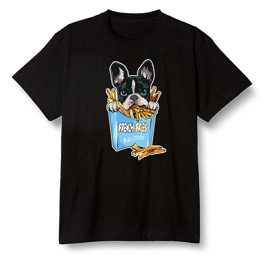 Pop Colour AJ6 UNC White - Cute dog eating french fries - Black Men T-shirt