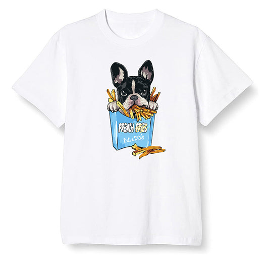 Pop Colour AJ6 UNC White - Cute dog eating french fries - White Men T-shirt