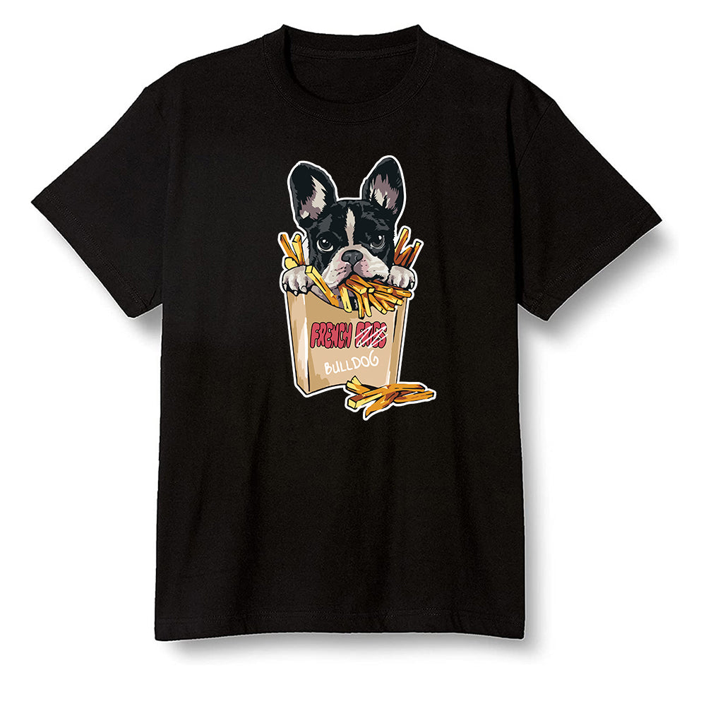 Pop Colour AJ6 Retro Quai 54 - Sail Gum - Cute dog eating french fries - Black Men T-shirt