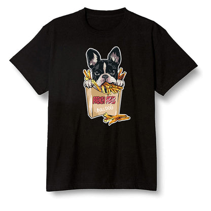 Pop Colour AJ6 Retro Quai 54 - Sail Gum - Cute dog eating french fries - Black Men T-shirt