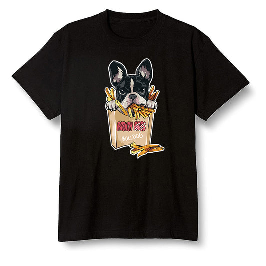 Pop Colour AJ6 Retro Quai 54 - Sail Gum - Cute dog eating french fries - Black Men T-shirt