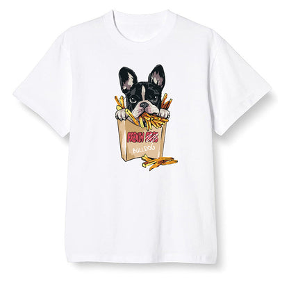 Pop Colour AJ6 Retro Quai 54 - Sail Gum - Cute dog eating french fries - White Men T-shirt
