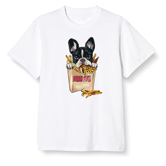 Pop Colour AJ6 Retro Quai 54 - Sail Gum - Cute dog eating french fries - White Men T-shirt
