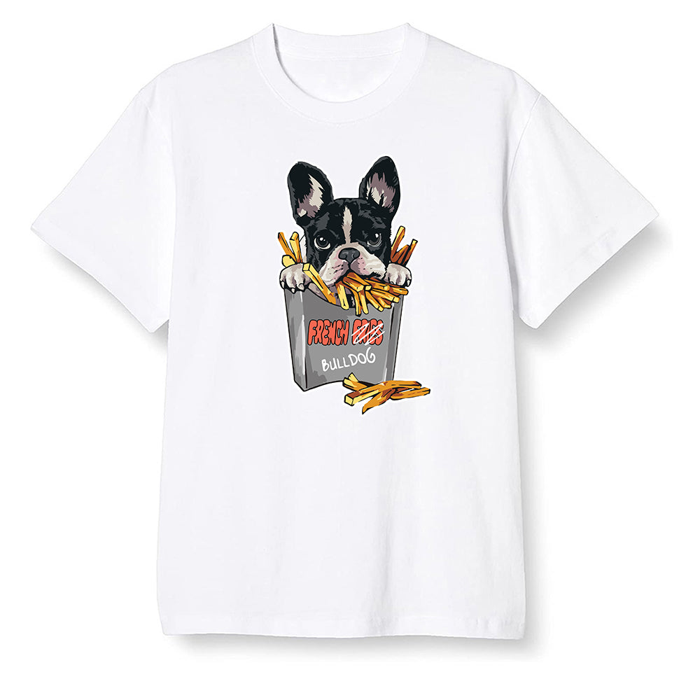 Pop Colour AJ6 Retro Psg Iron Grey Infrared - Cute dog eating french fries - White Men T-shirt