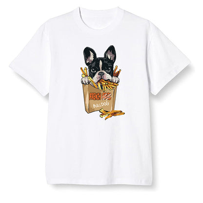 Pop Colour AJ6 Retro SP Travis Scott British Khaki - Cute dog eating french fries - White Men T-shirt