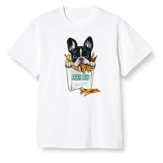 Pop Colour AJ6 Tiffany Blue - Cute dog eating french fries - White Men T-shirt
