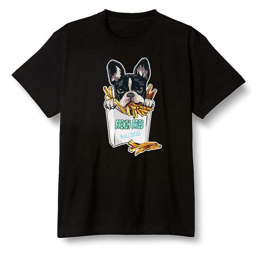 Pop Colour AJ6 Tiffany Blue - Cute dog eating french fries - Black Men T-shirt