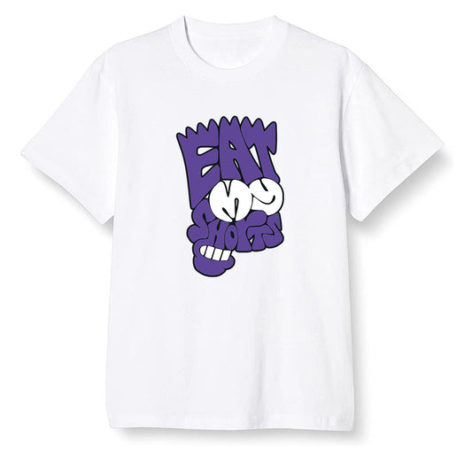 Pop Colour AJ1 Retro High OG Court Purple - Eat my shorts  - White Men T-shirt