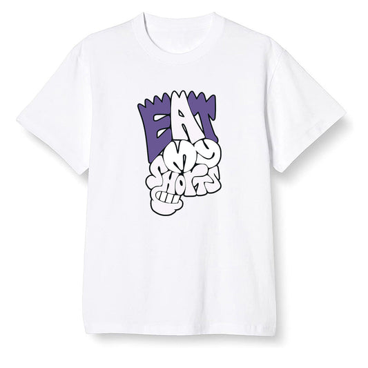 Pop Colour AJ1 High OG Court Purple - Eat my shorts  - White Men T-shirt